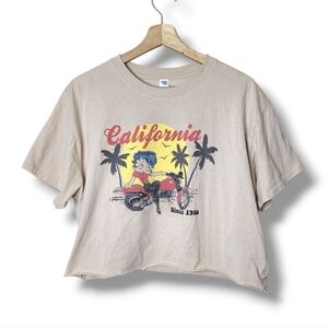Betty Boop California Girl Retro Cropped T-Shirt Rockabilly Pop Culture Size L